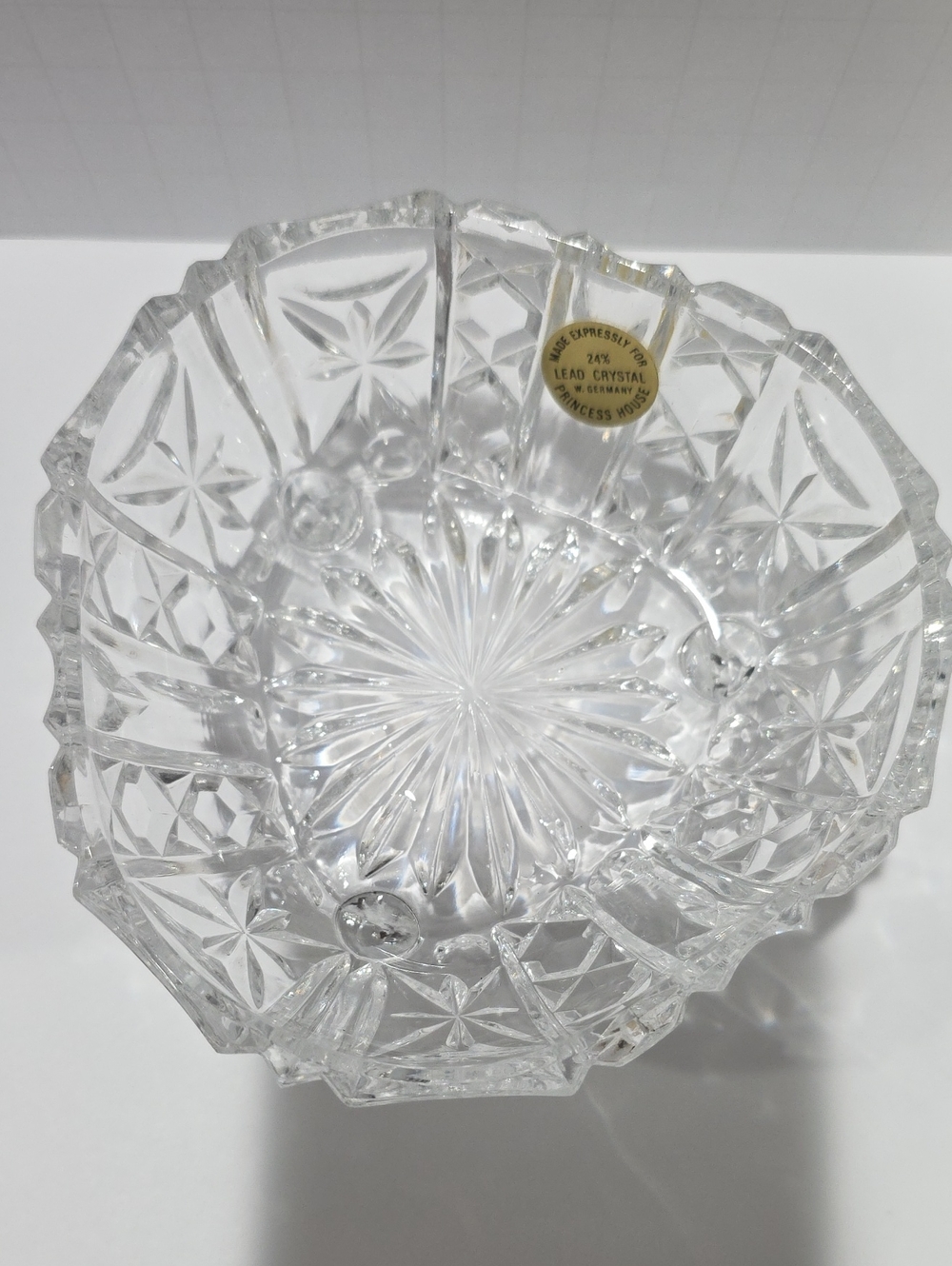 Vtg Princess House Lead Crystal Footed Vintage Garden 3-Sided Candy Trinket Dish